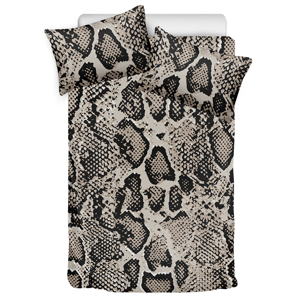 Tan And Black Snakeskin Print Duvet Cover Bedding Set