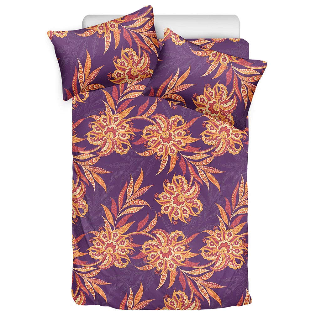 Tangerine Floral Bohemian Pattern Print Duvet Cover Bedding Set