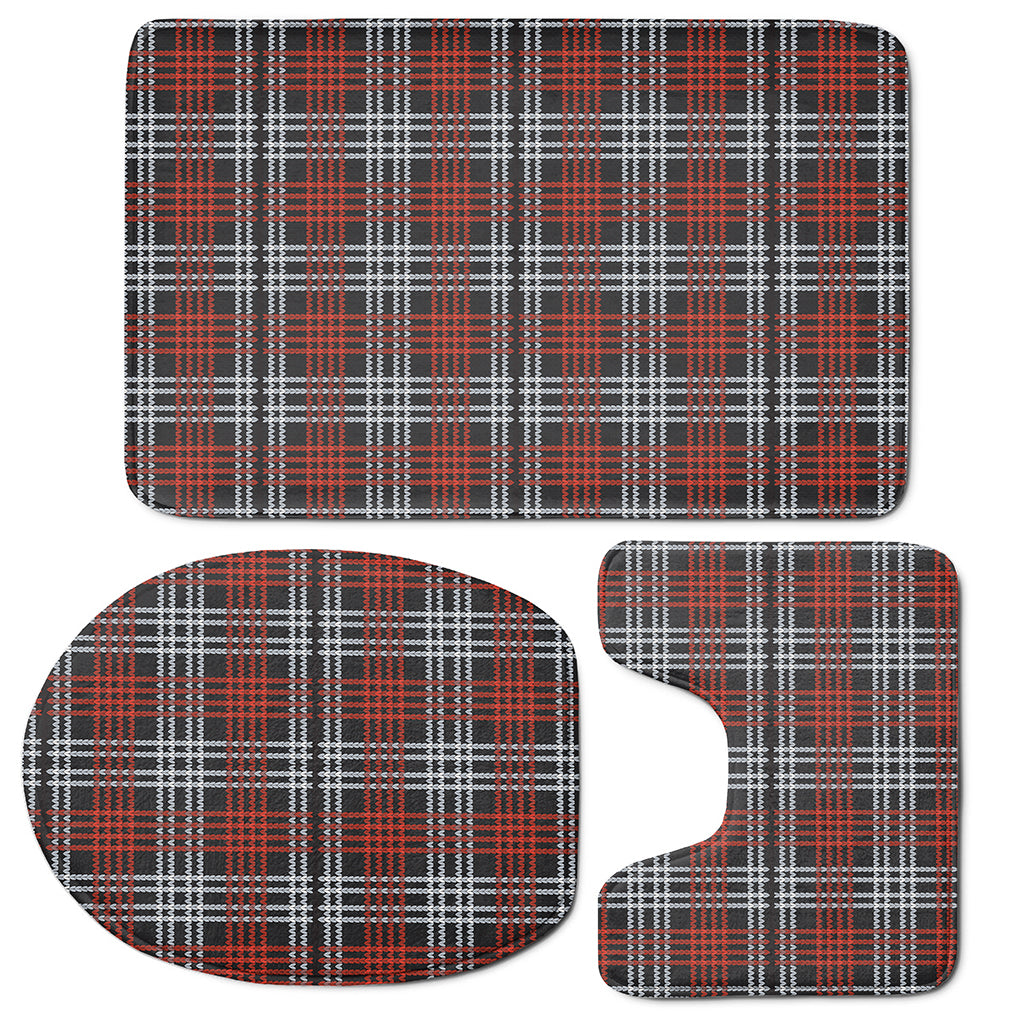 Tartan Knitted Pattern Print 3 Piece Bath Mat Set