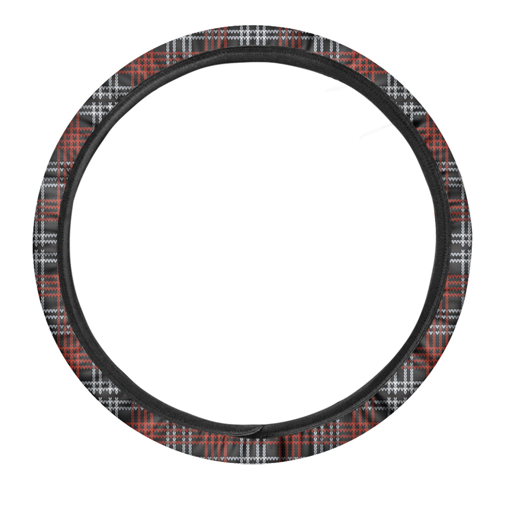Tartan Knitted Pattern Print Car Steering Wheel Cover