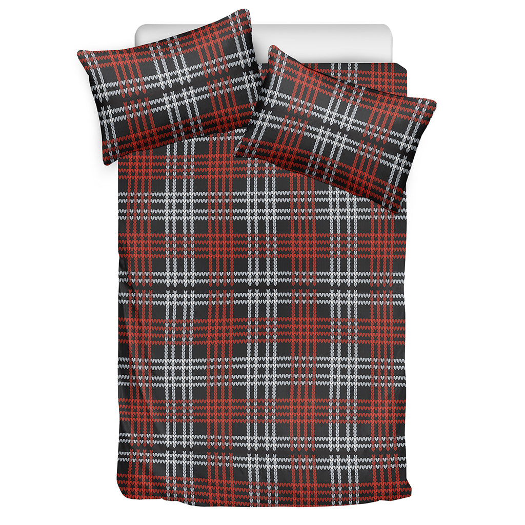 Tartan Knitted Pattern Print Duvet Cover Bedding Set
