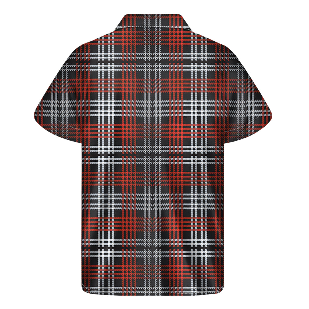 Tartan Knitted Pattern Print Men's Short Sleeve Shirt