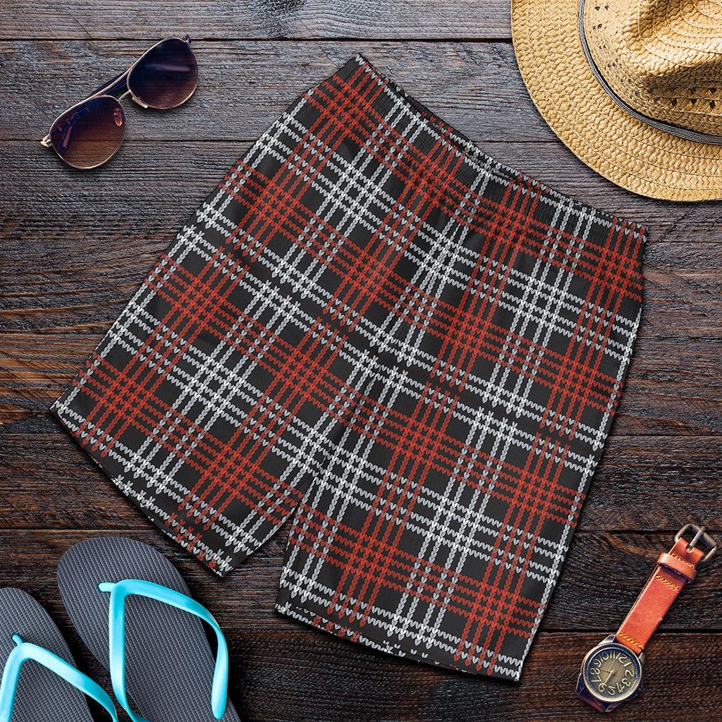 Tartan Knitted Pattern Print Men's Shorts