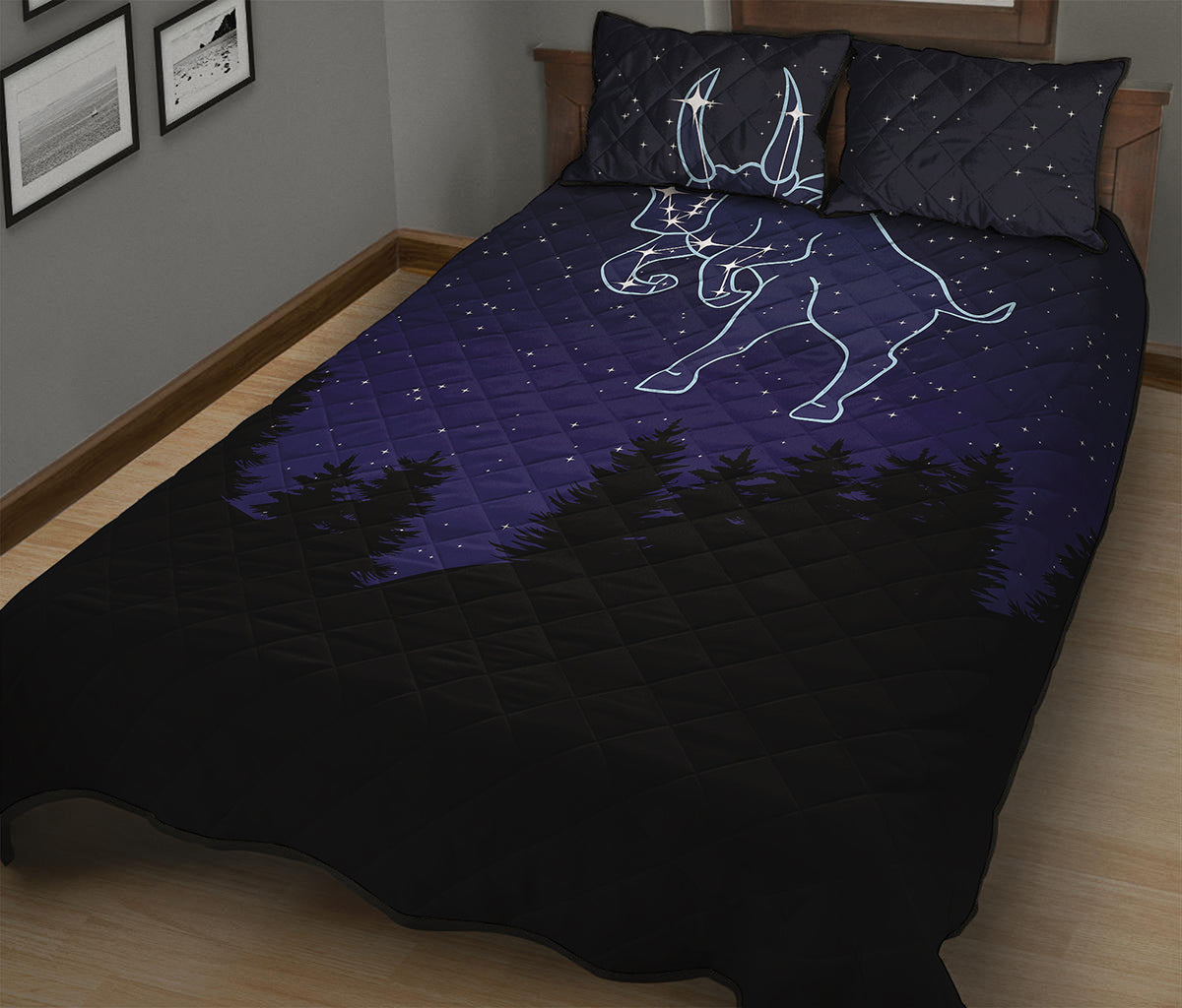 Taurus Constellation Print Quilt Bed Set