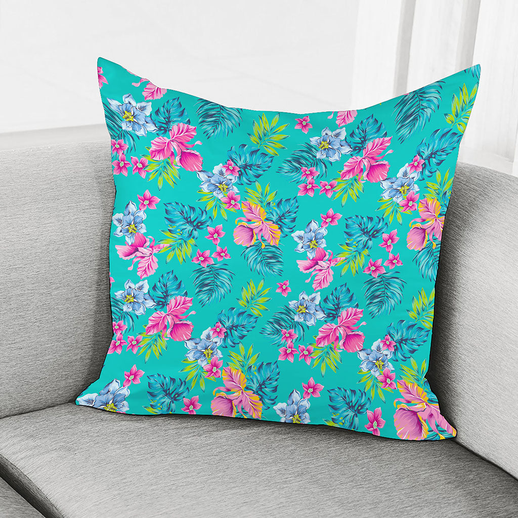 Teal Aloha Tropical Pattern Print Pillow Cover