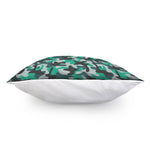 Teal And Black Camouflage Print Pillow Cover