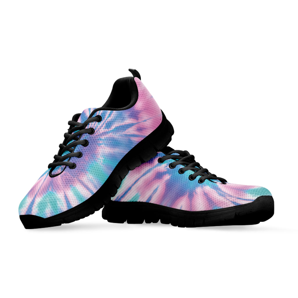 Teal And Pink Tie Dye Print Black Sneakers