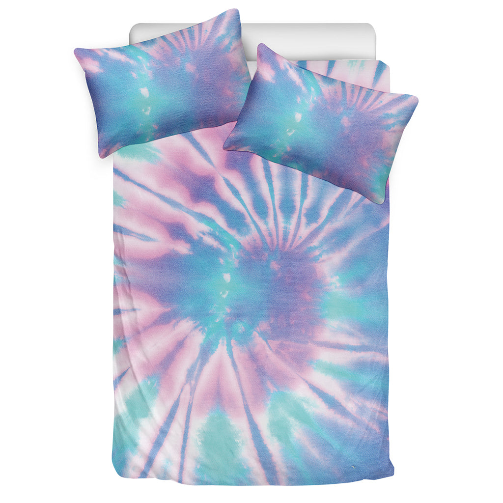Teal And Pink Tie Dye Print Duvet Cover Bedding Set