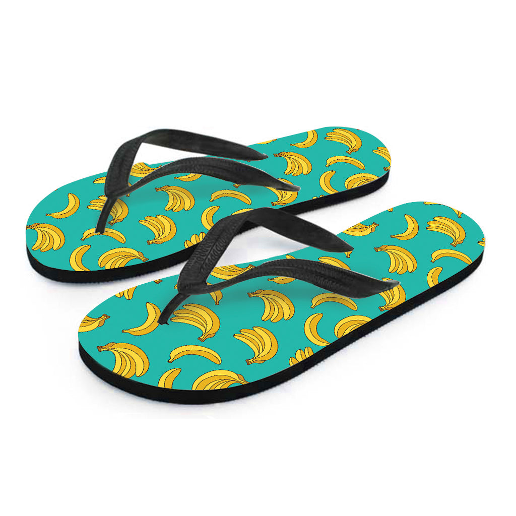 Teal Banana Pattern Print Flip Flops