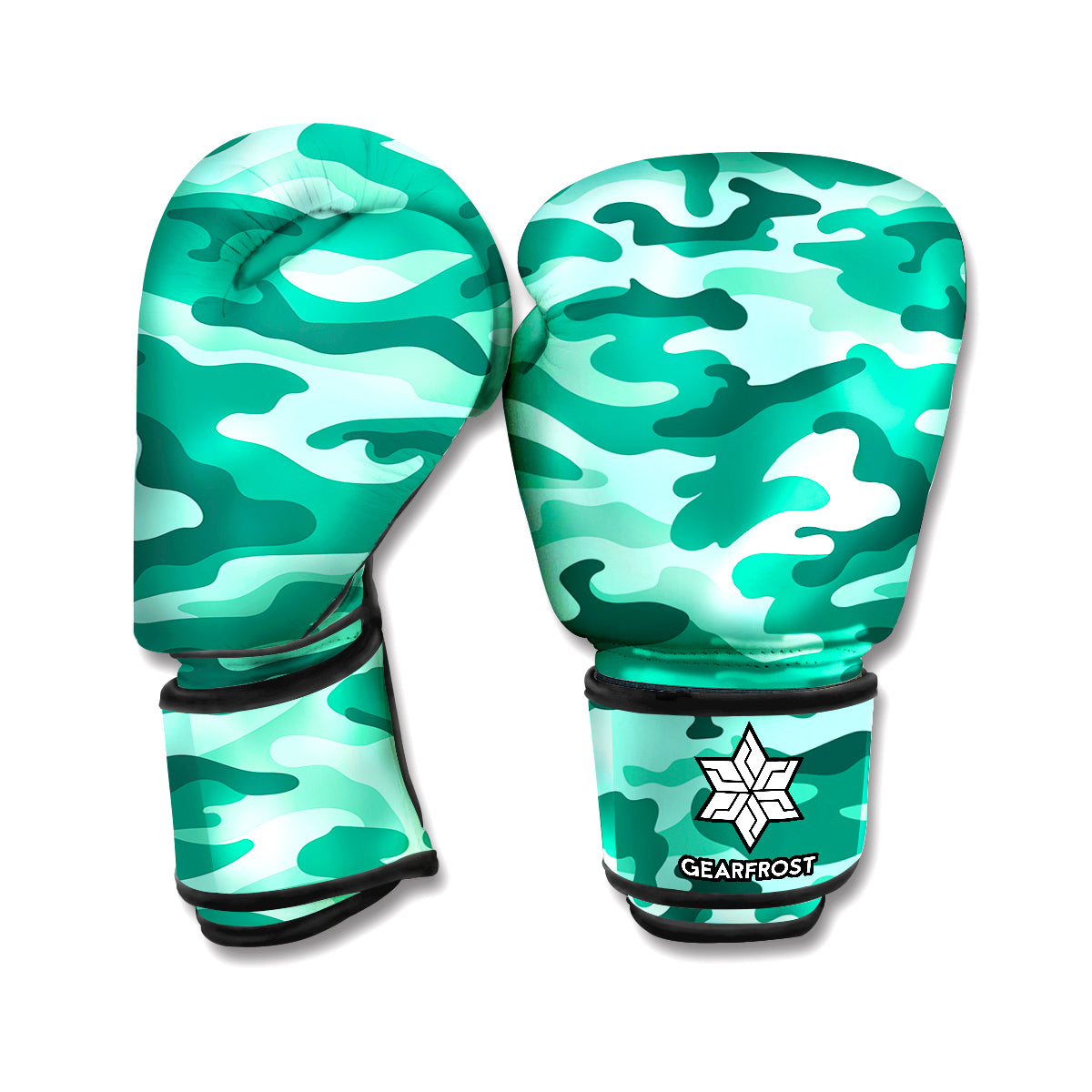 Teal Camouflage Print Boxing Gloves