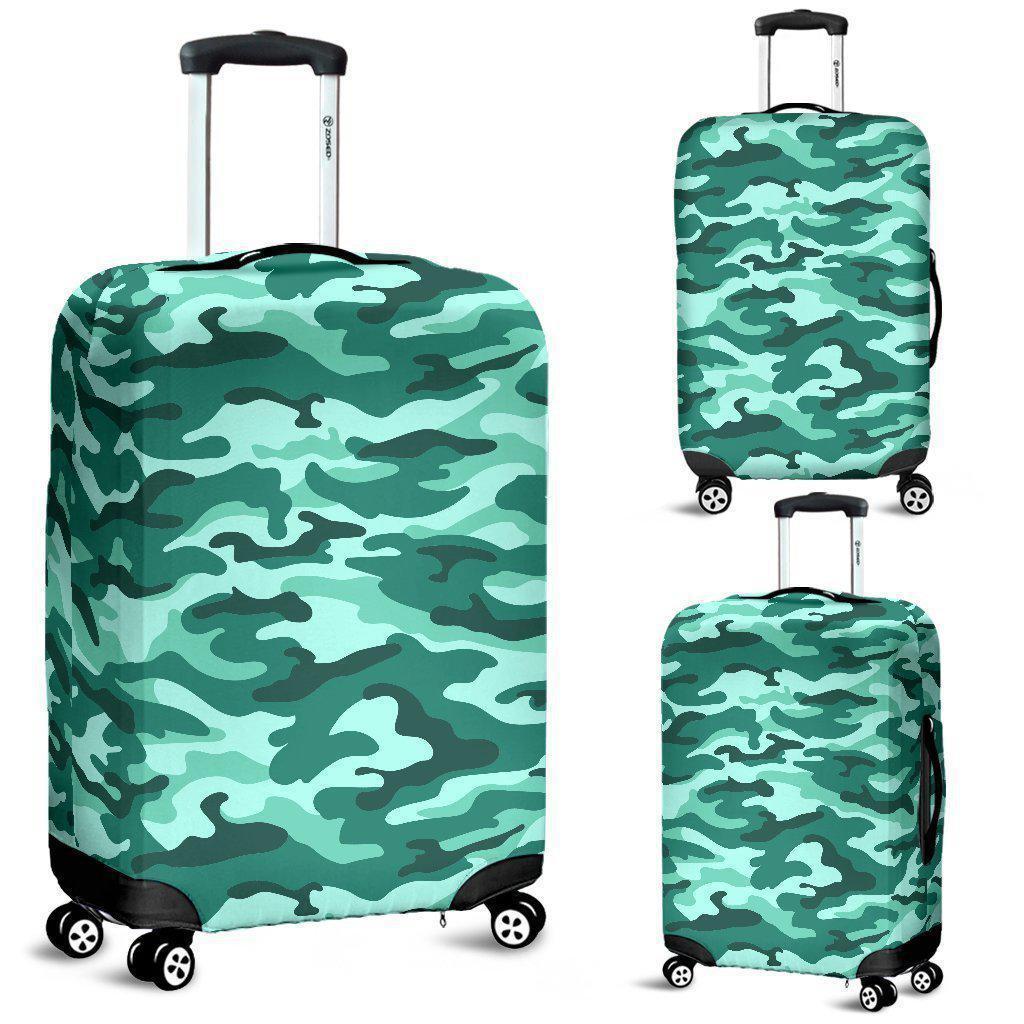 Teal Camouflage Print Luggage Cover GearFrost