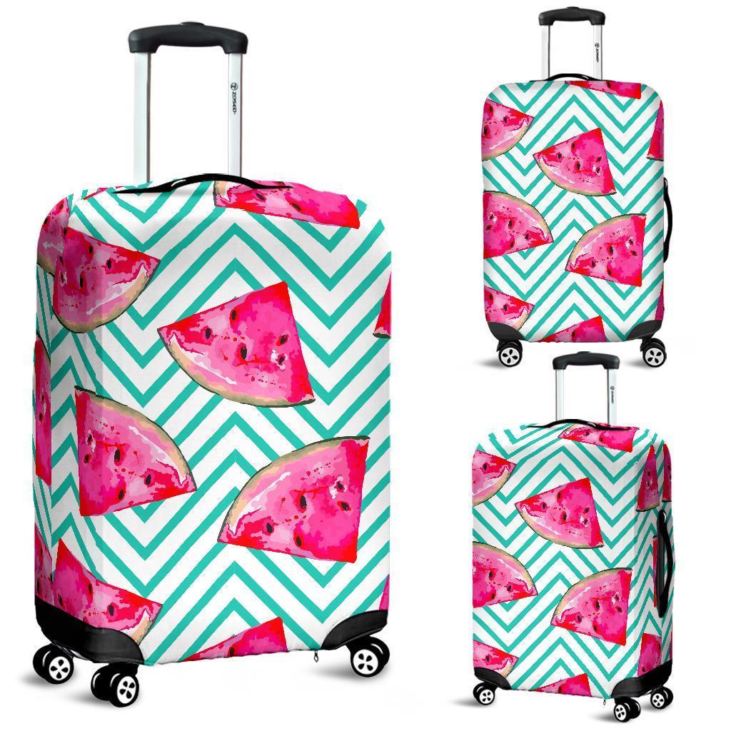 Teal Chevron Watermelon Pattern Print Luggage Cover GearFrost
