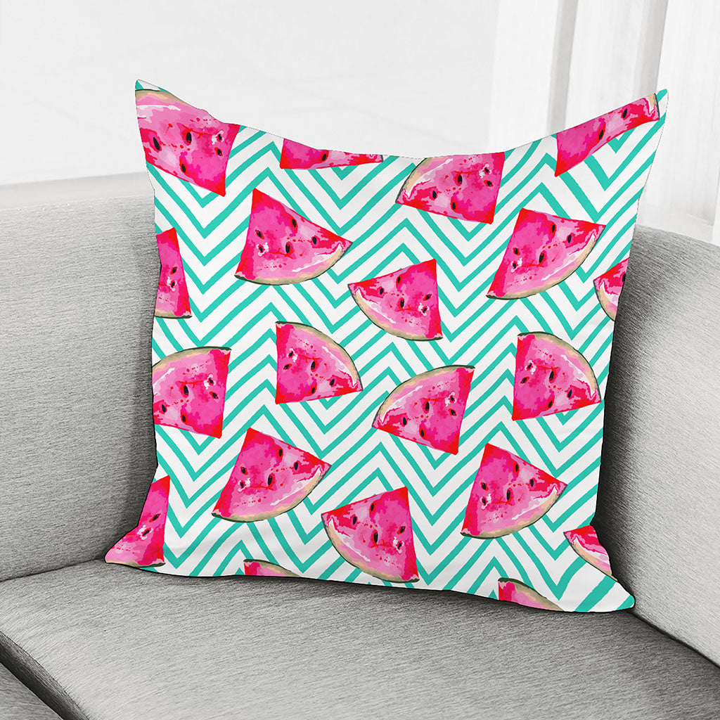 Teal Chevron Watermelon Pattern Print Pillow Cover