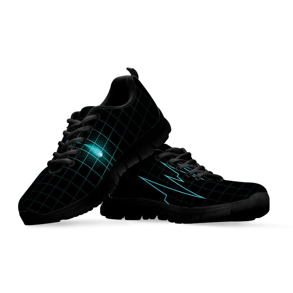 Teal Heartbeat Print Black Sneakers