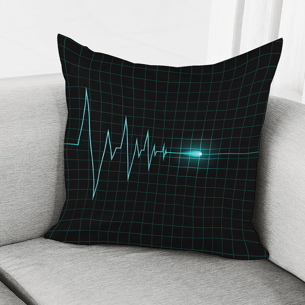 Teal Heartbeat Print Pillow Cover