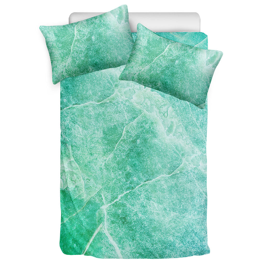 Teal Marble Print Duvet Cover Bedding Set