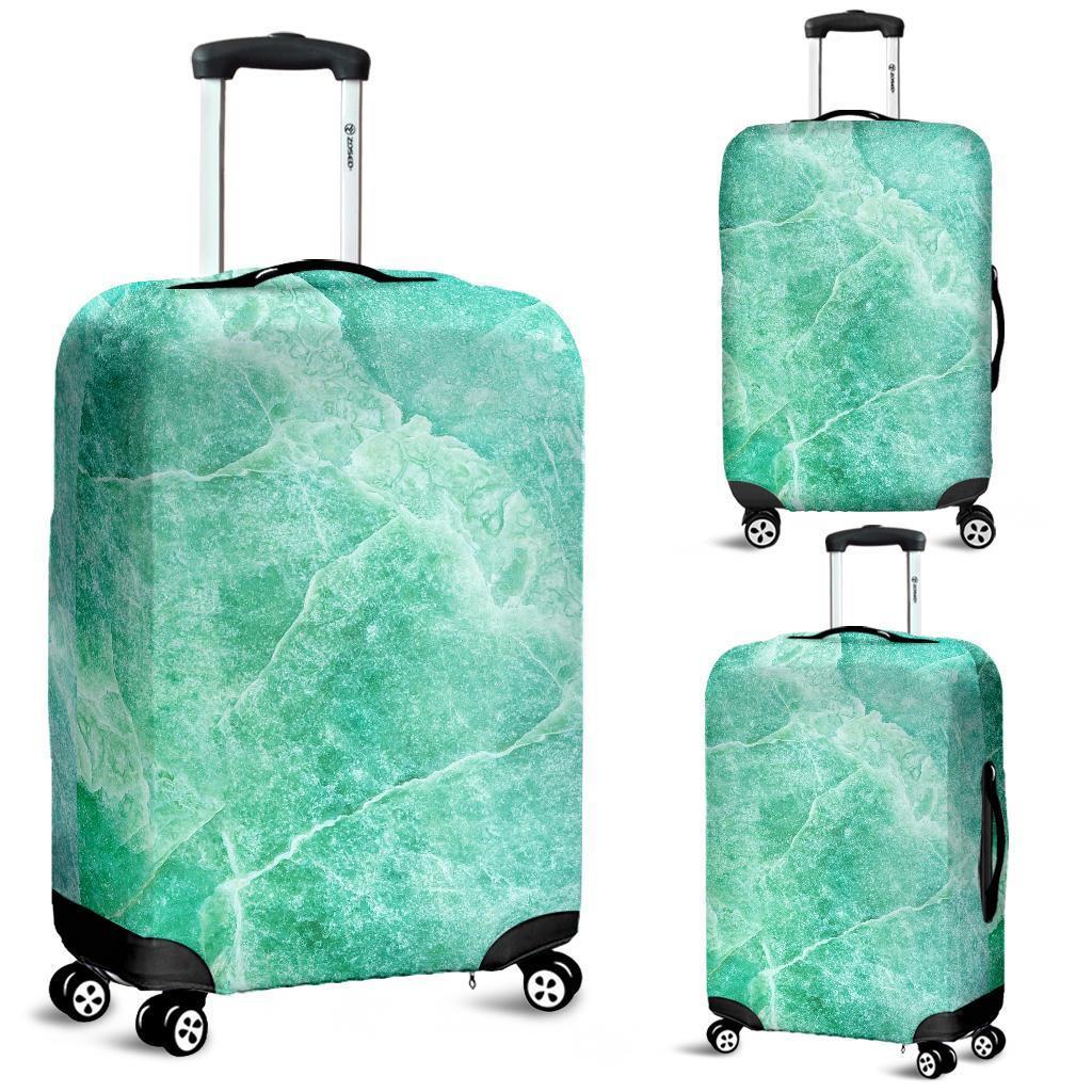Teal Marble Print Luggage Cover GearFrost