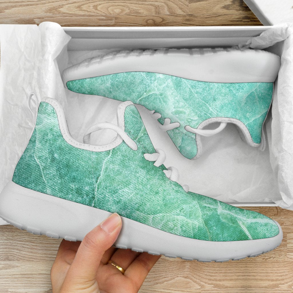 Teal Marble Print Mesh Knit Shoes GearFrost