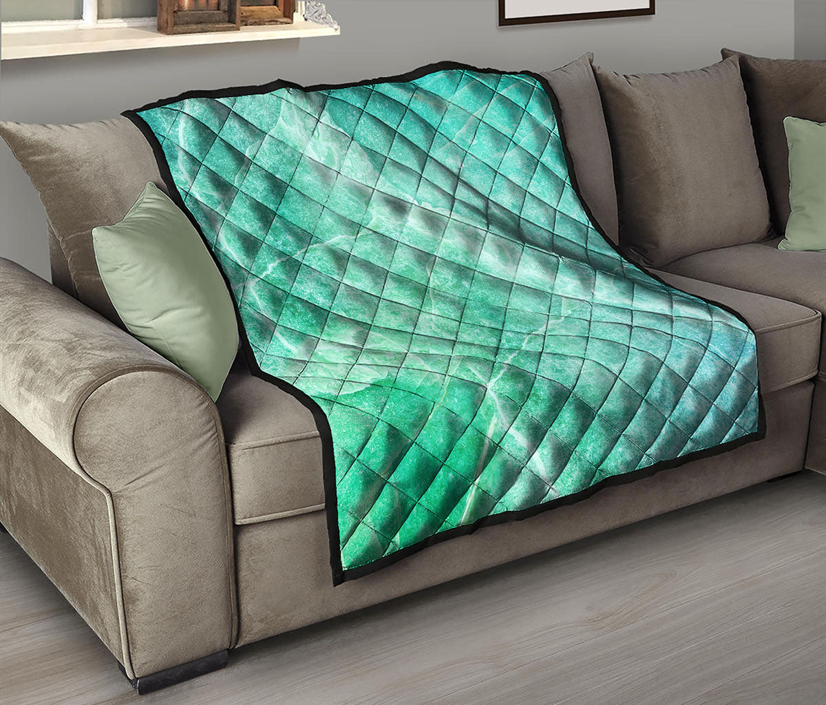 Teal Marble Print Quilt
