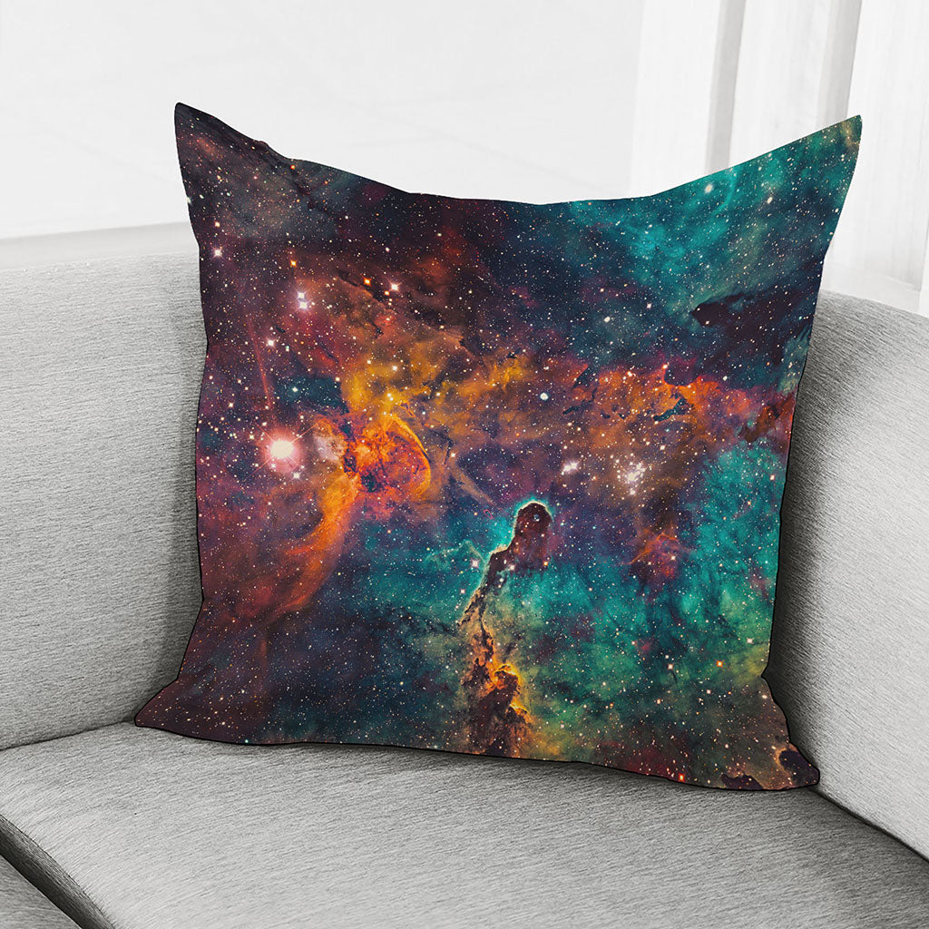 Teal Orange Universe Galaxy Space Print Pillow Cover
