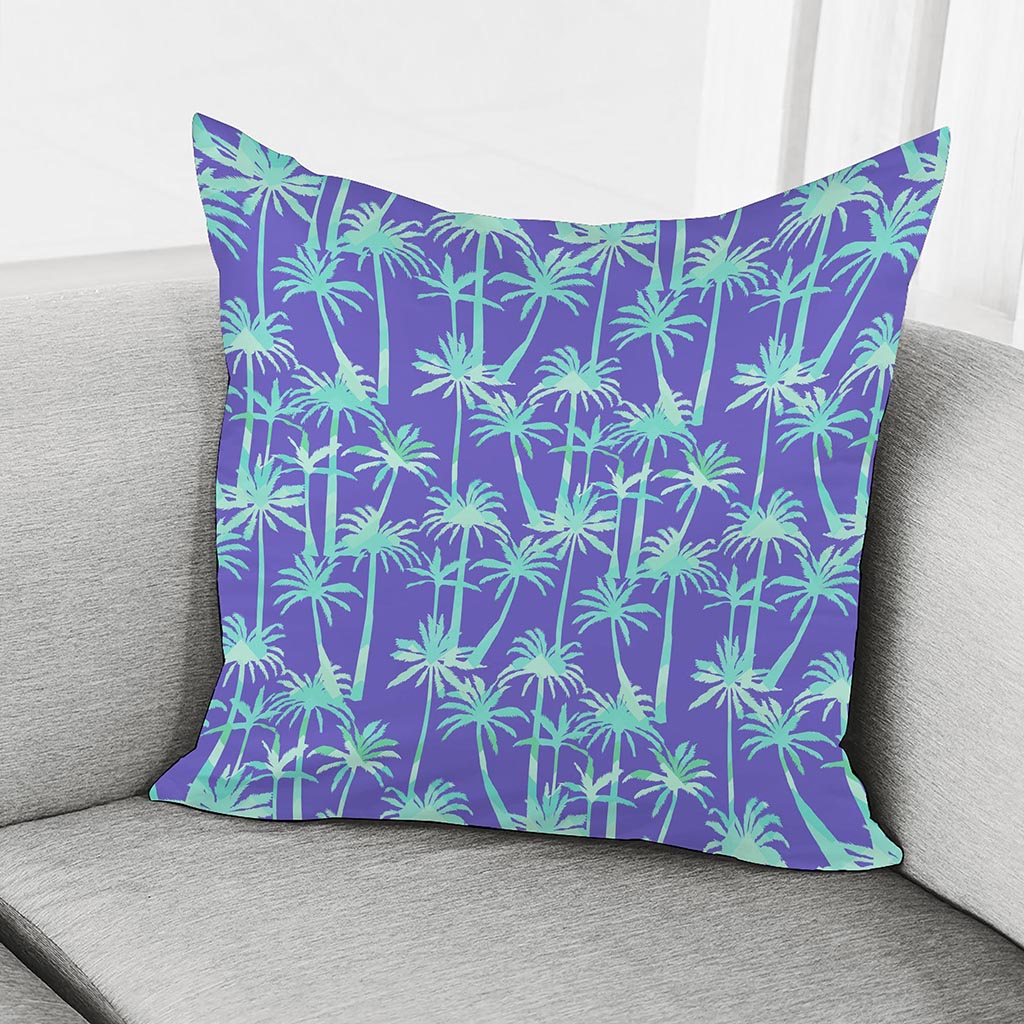 Teal Palm Tree Pattern Print Pillow Cover