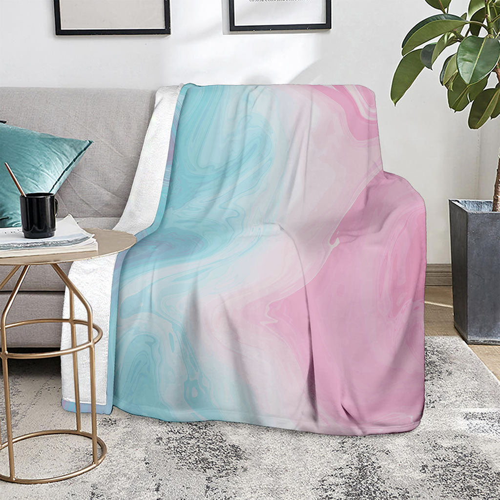 Teal Pink Liquid Marble Print Blanket