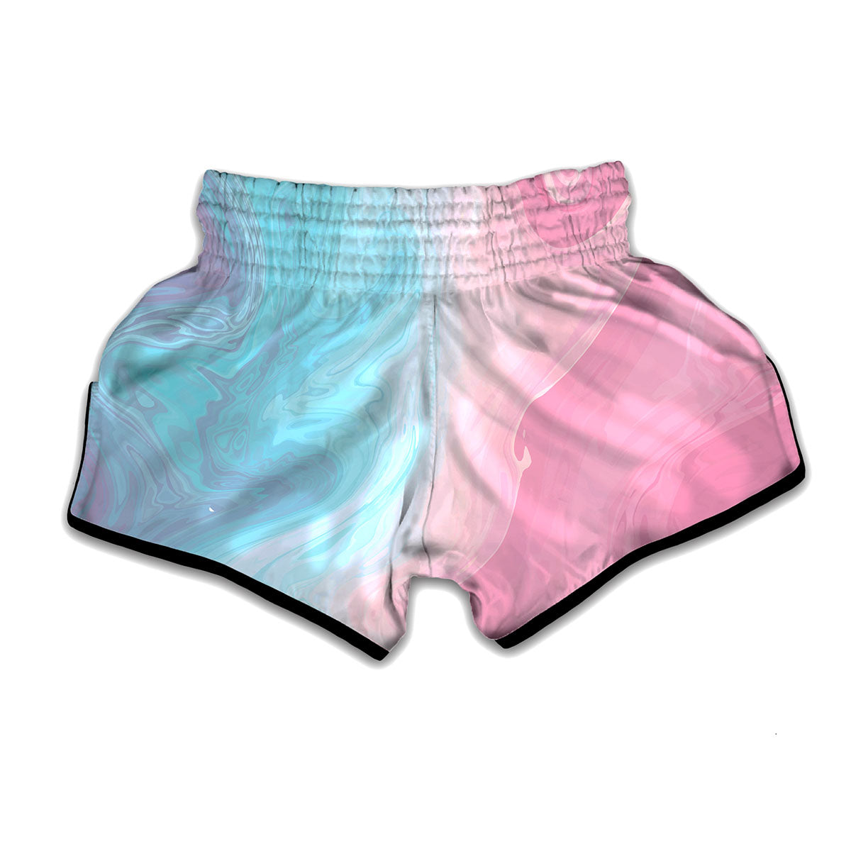 Teal Pink Liquid Marble Print Muay Thai Boxing Shorts