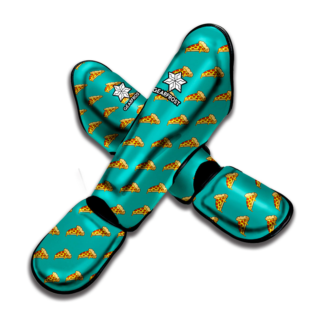 Teal Pizza Pattern Print Muay Thai Shin Guard