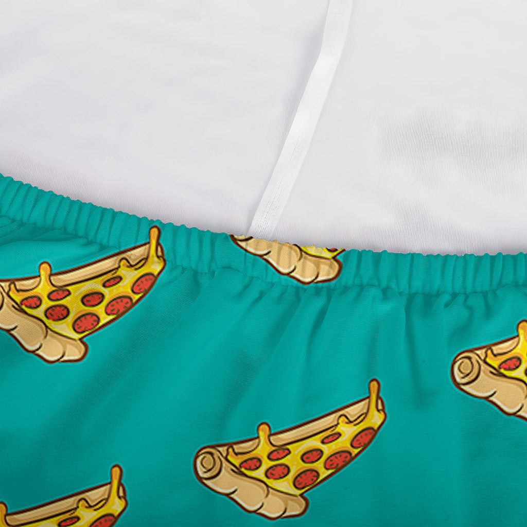 Teal Pizza Pattern Print Sofa Cover