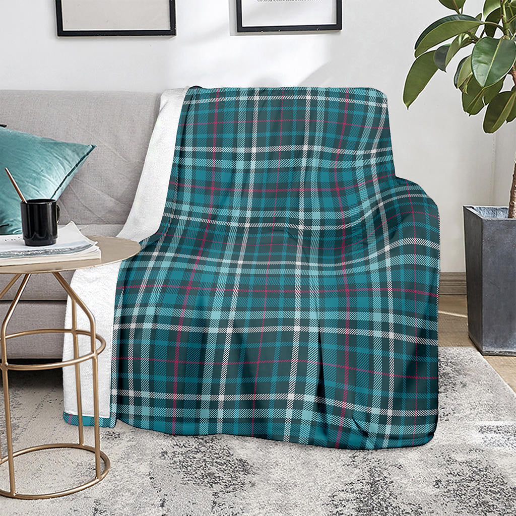 Teal Plaid Pattern Print Blanket