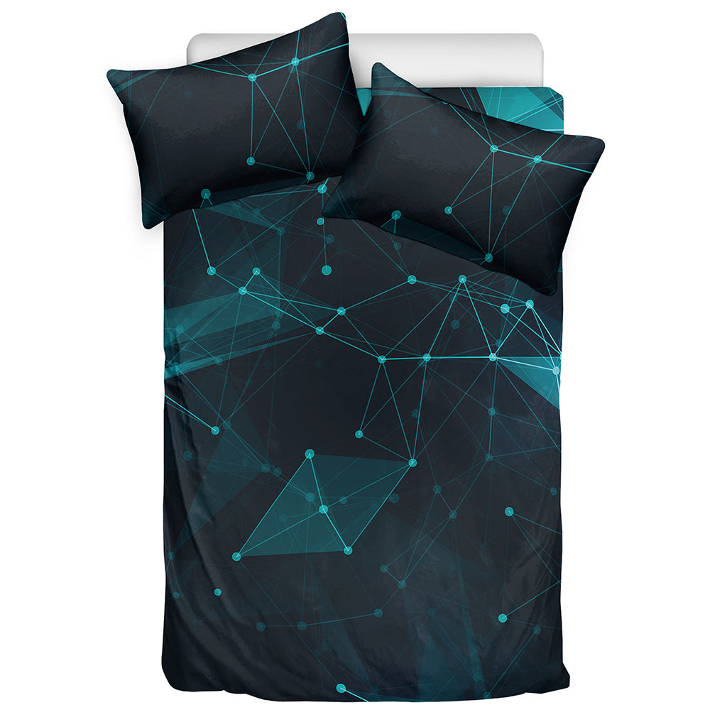 Teal Polygonal Dot Geometric Print Duvet Cover Bedding Set