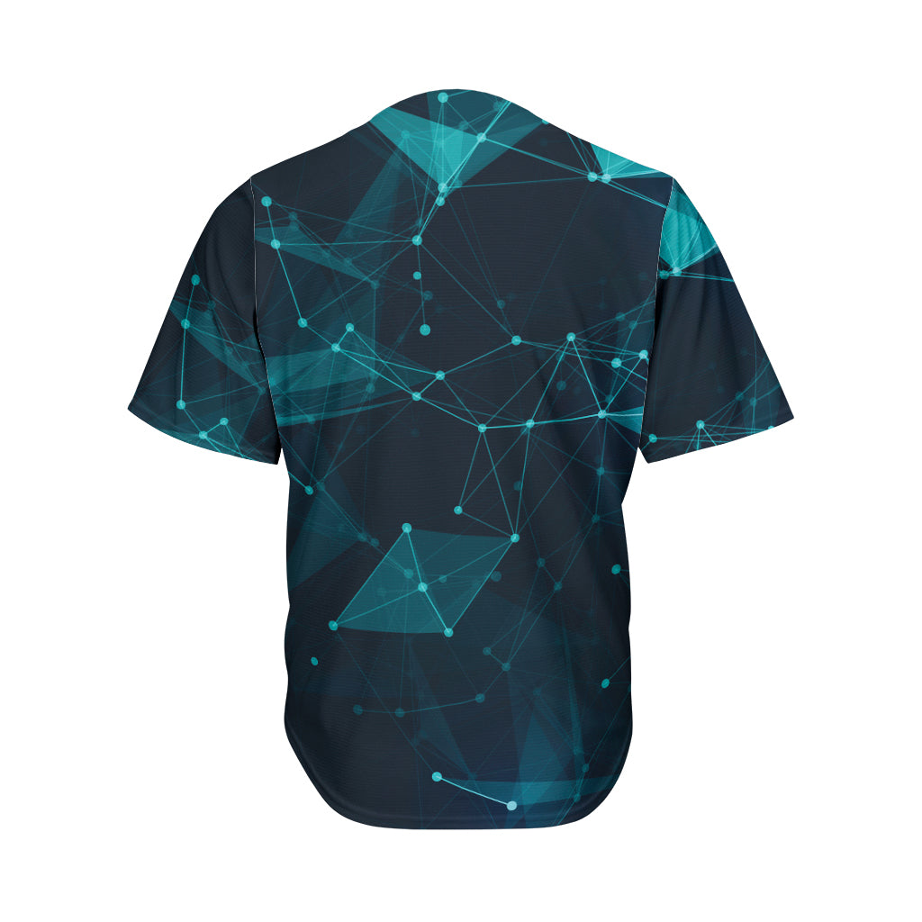 Teal Polygonal Dot Geometric Print Men's Baseball Jersey