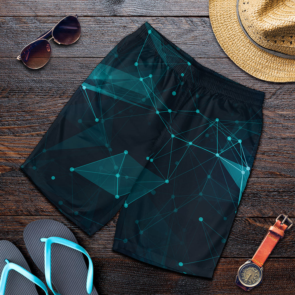 Teal Polygonal Dot Geometric Print Men's Shorts