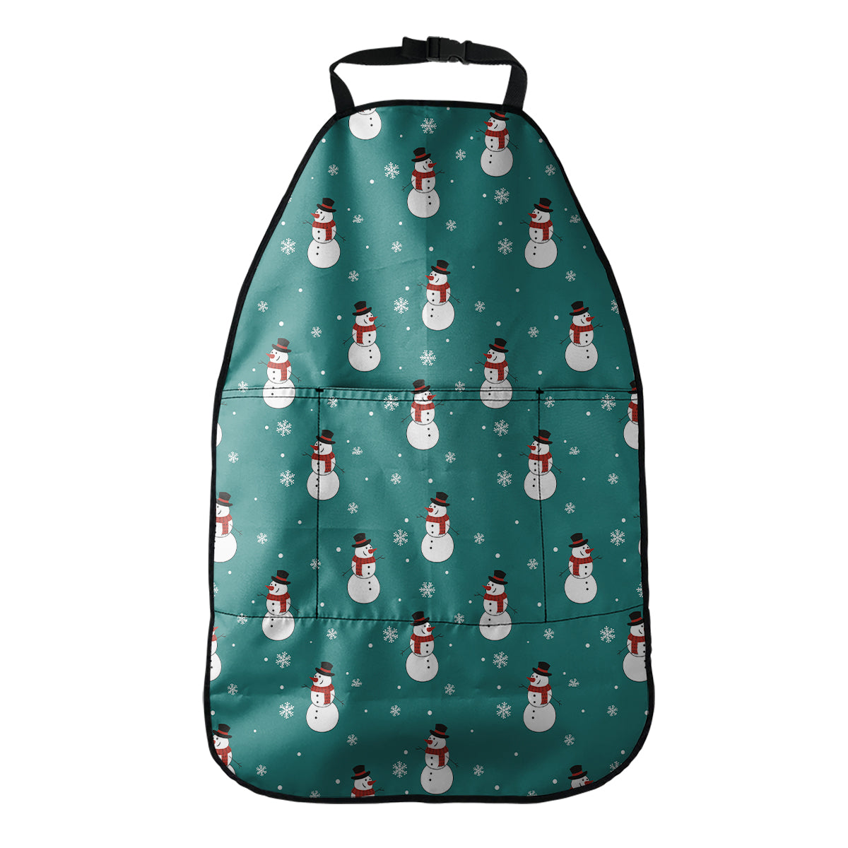 Teal Snowman Pattern Print Car Seat Organizers