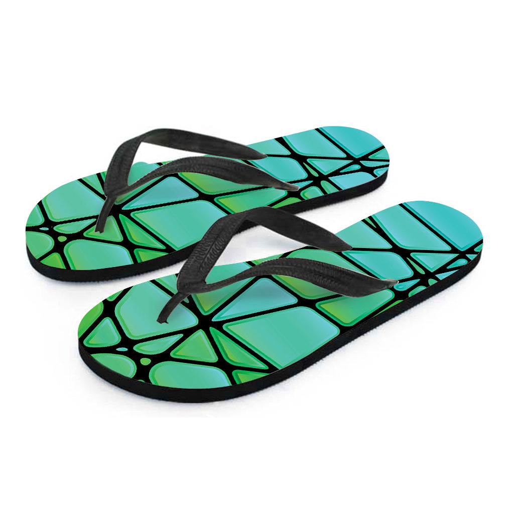 Teal Stained Glass Mosaic Print Flip Flops