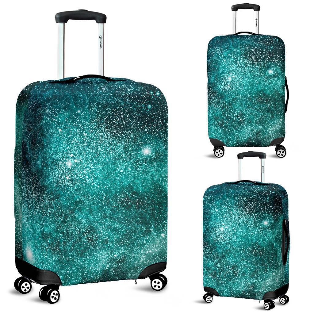 Teal Stardust Galaxy Space Print Luggage Cover GearFrost