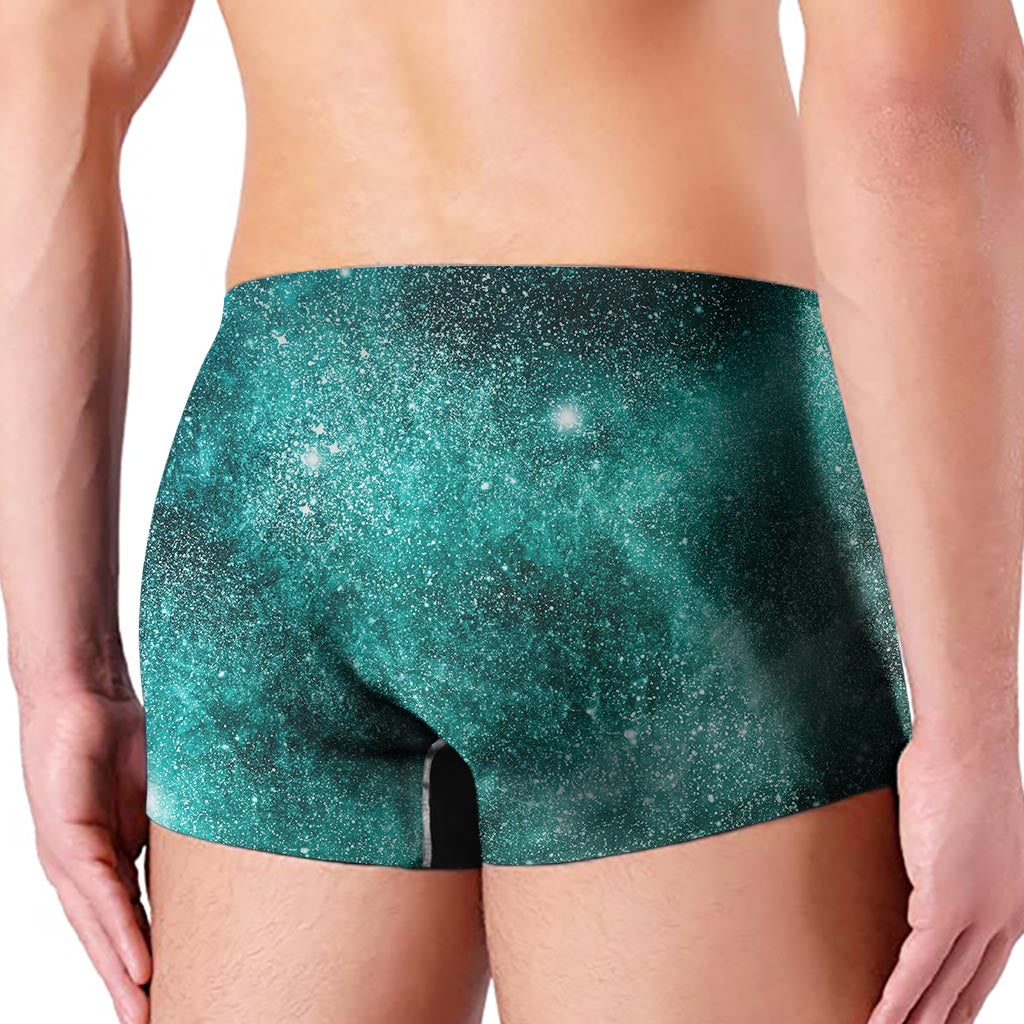 Teal Stardust Galaxy Space Print Men's Boxer Briefs
