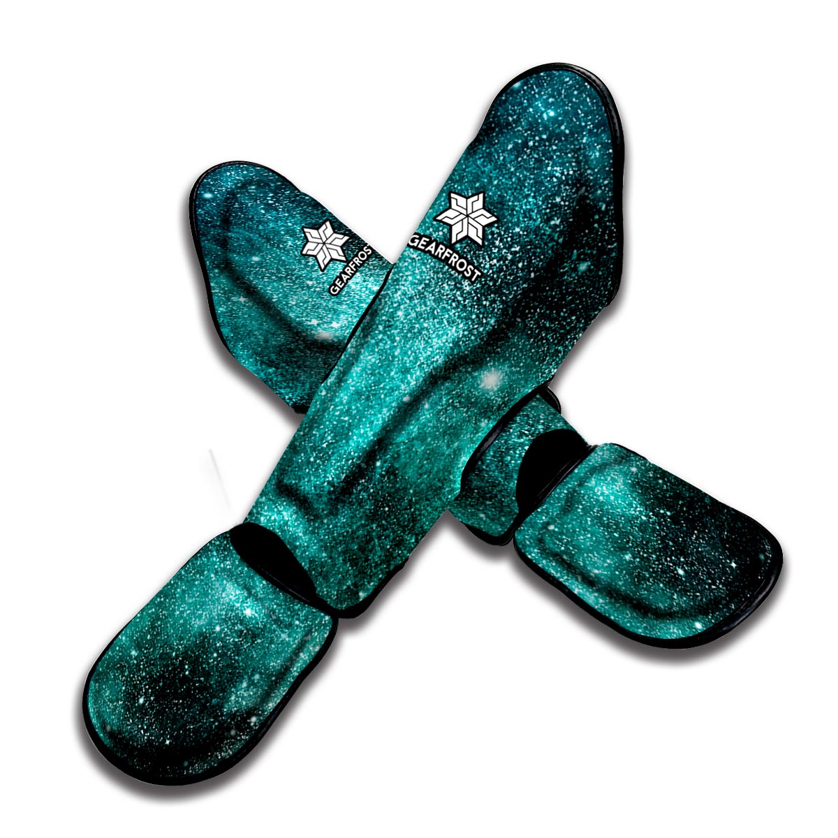 Teal Stardust Galaxy Space Print Muay Thai Shin Guard