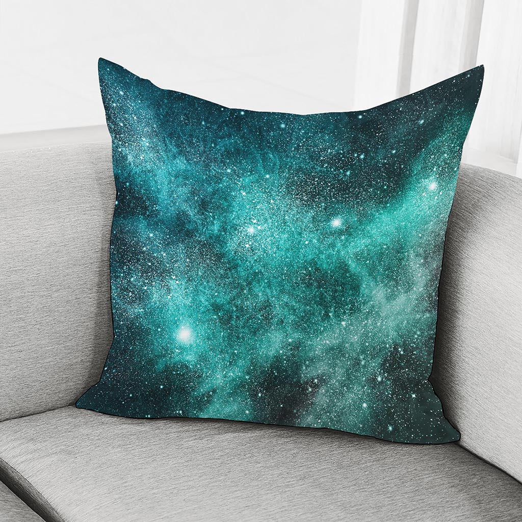 Teal Stardust Galaxy Space Print Pillow Cover