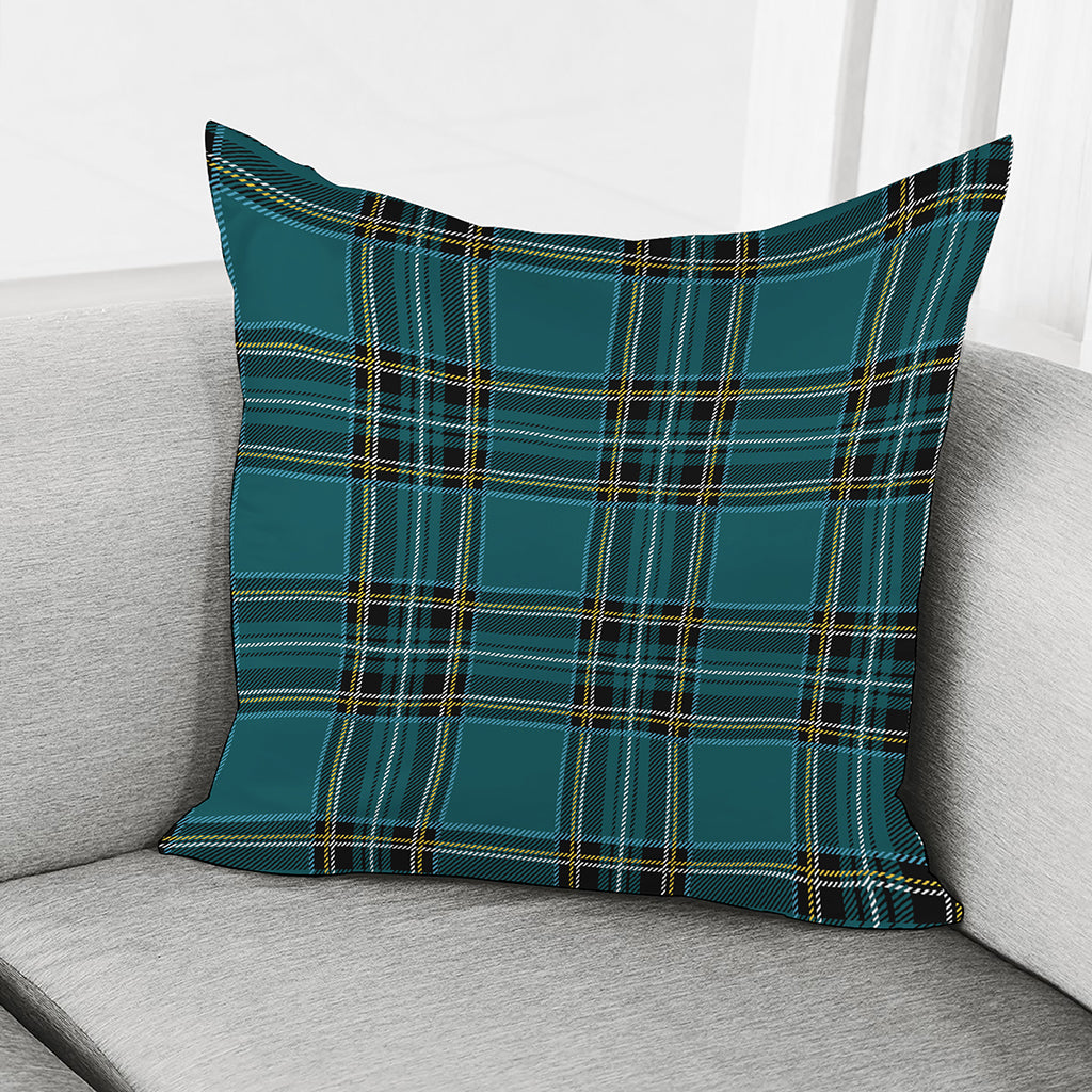 Teal Stewart Tartan Pattern Print Pillow Cover