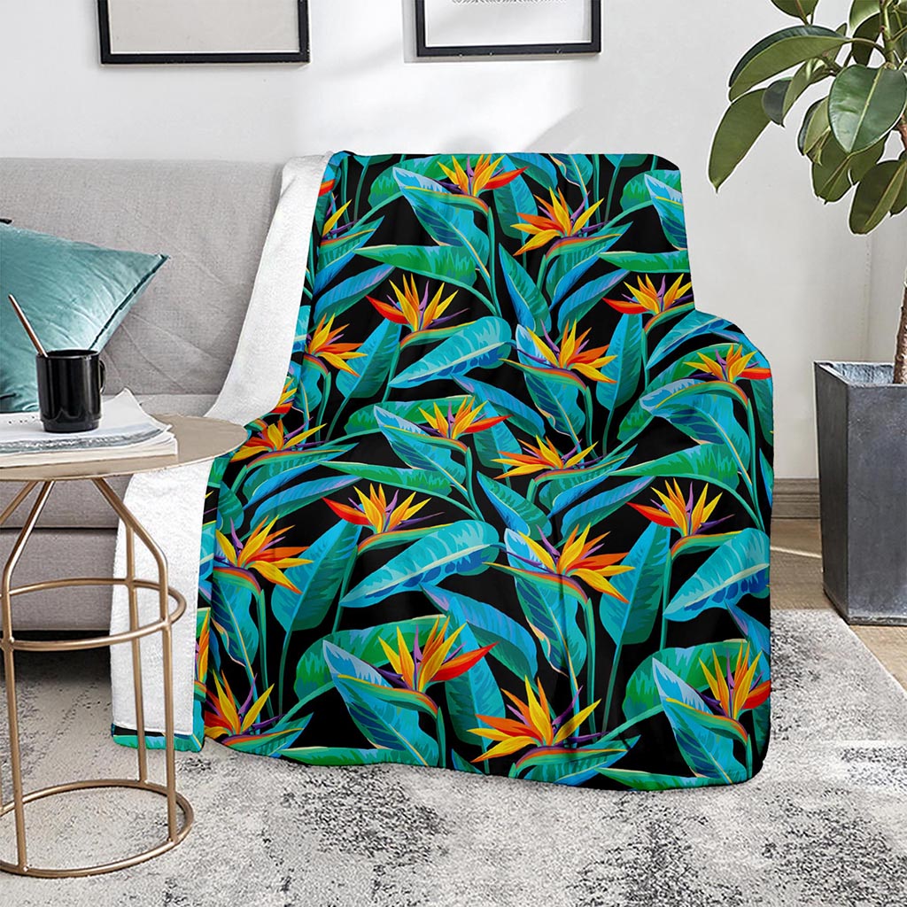 Teal Tropical Pattern Print Blanket