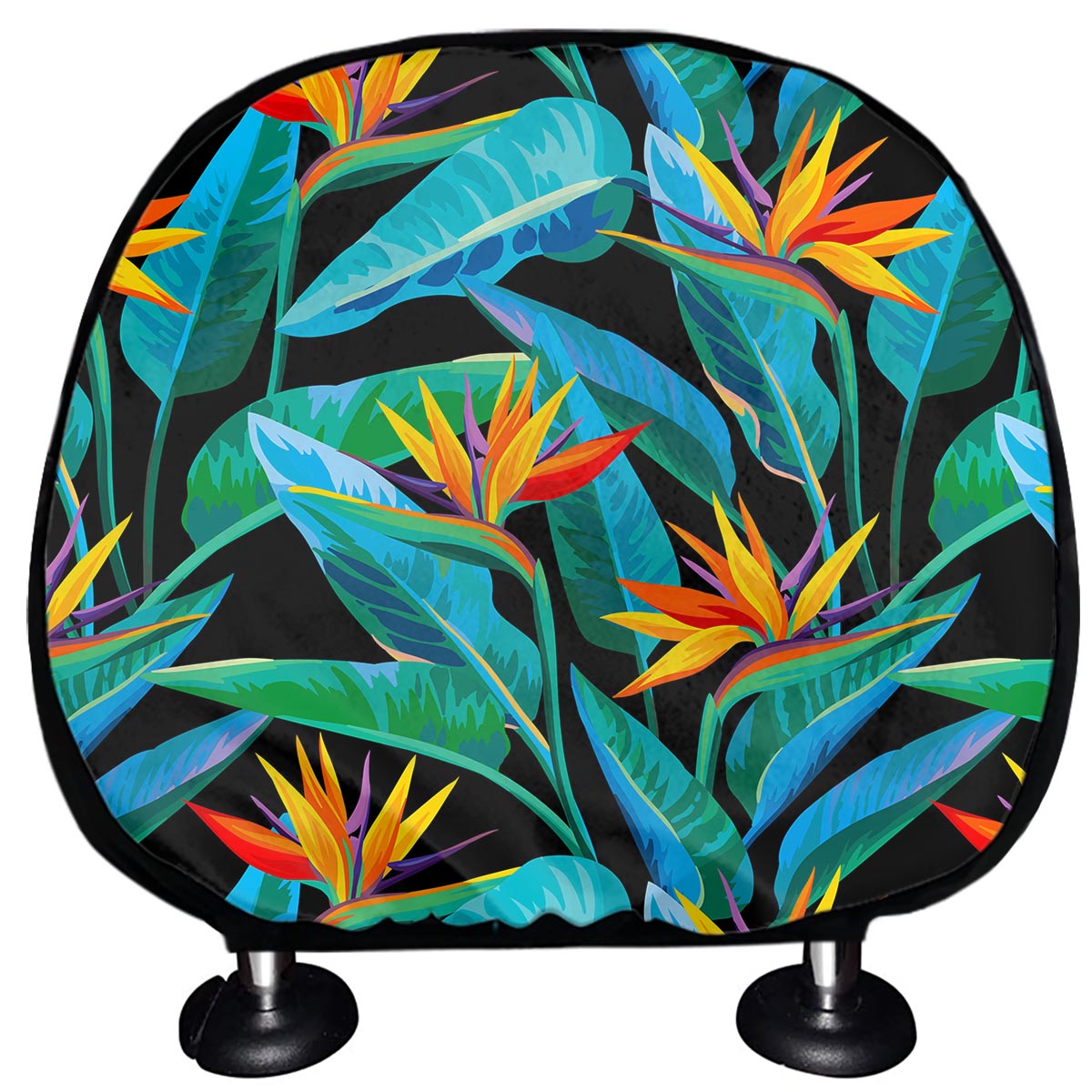 Teal Tropical Pattern Print Car Headrest Covers