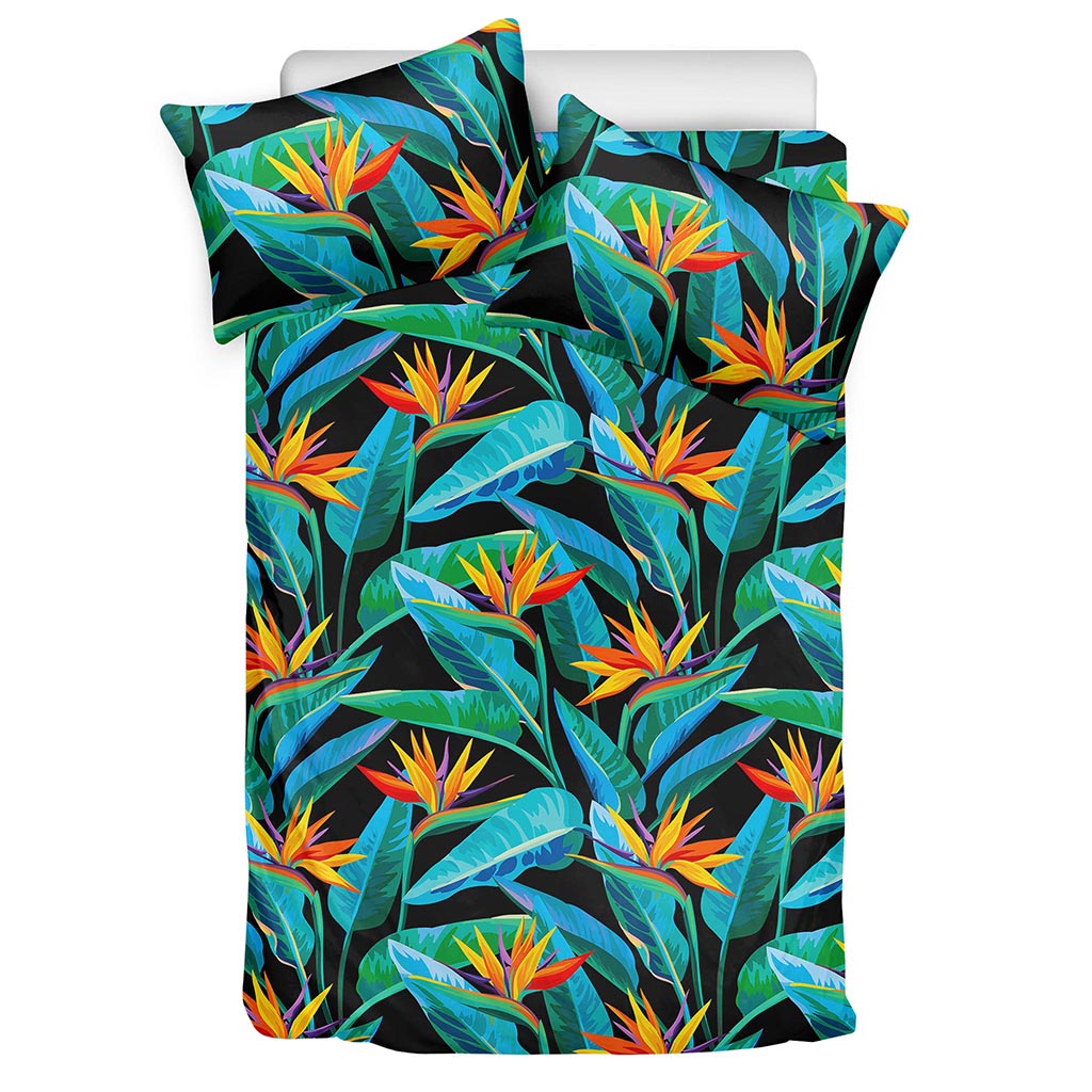 Teal Tropical Pattern Print Duvet Cover Bedding Set