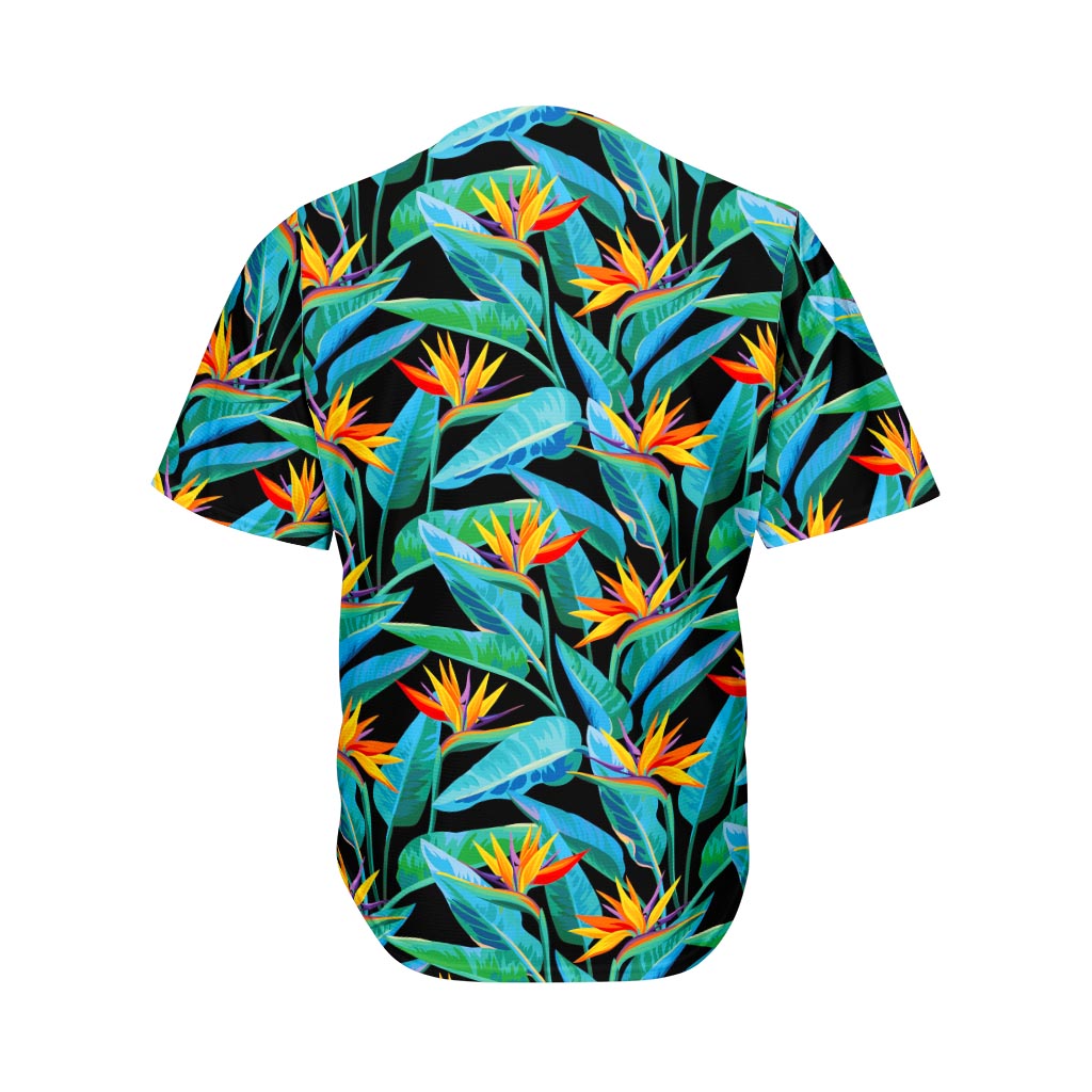 Teal Tropical Pattern Print Men's Baseball Jersey