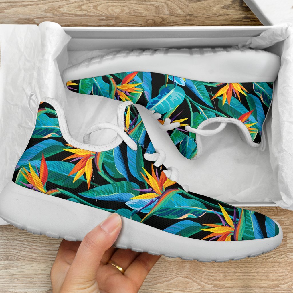 Teal Tropical Pattern Print Mesh Knit Shoes GearFrost