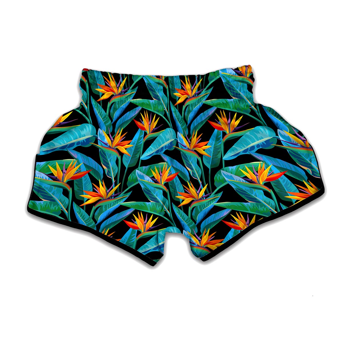 Teal Tropical Pattern Print Muay Thai Boxing Shorts