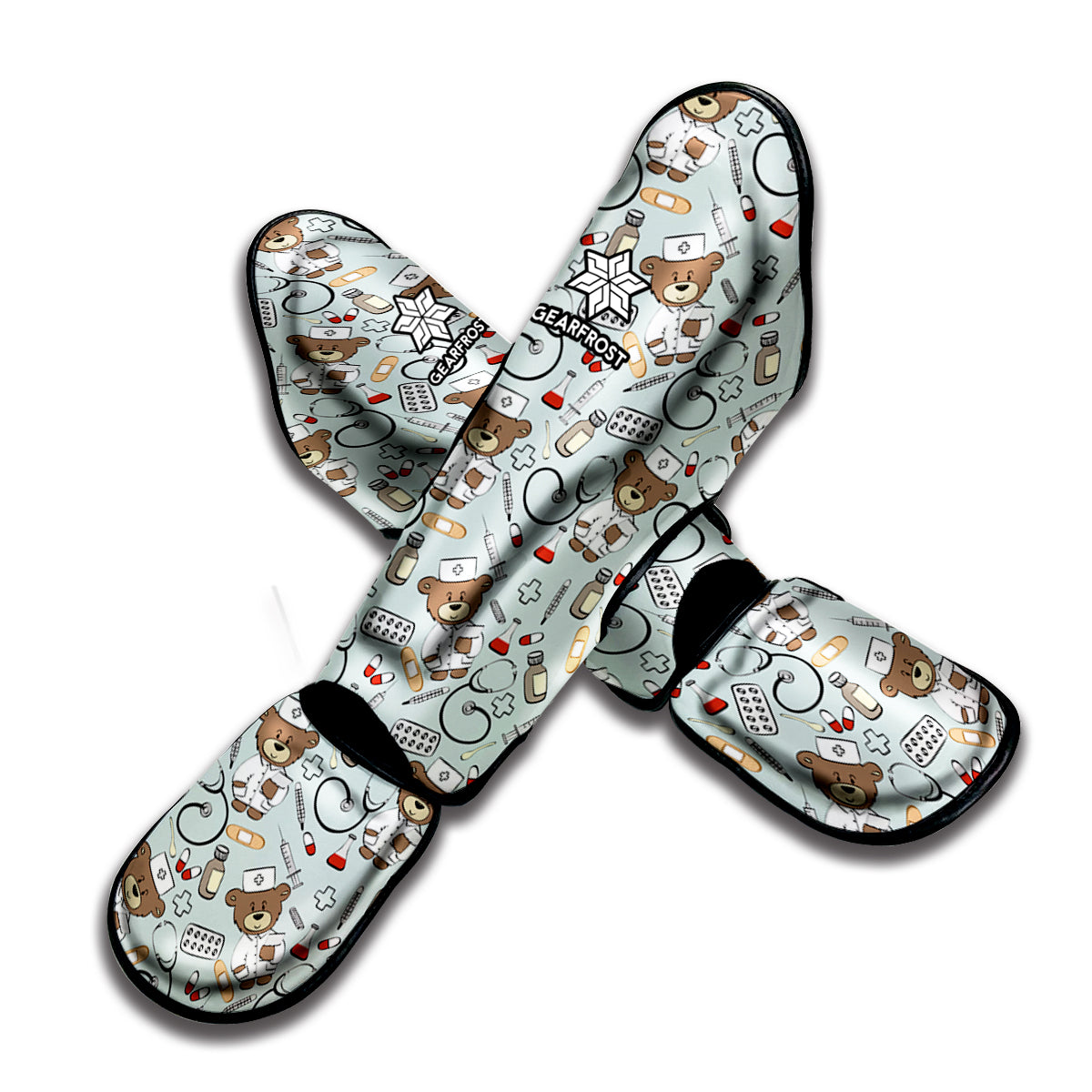 Teddy Bear Doctor Pattern Print Muay Thai Shin Guard