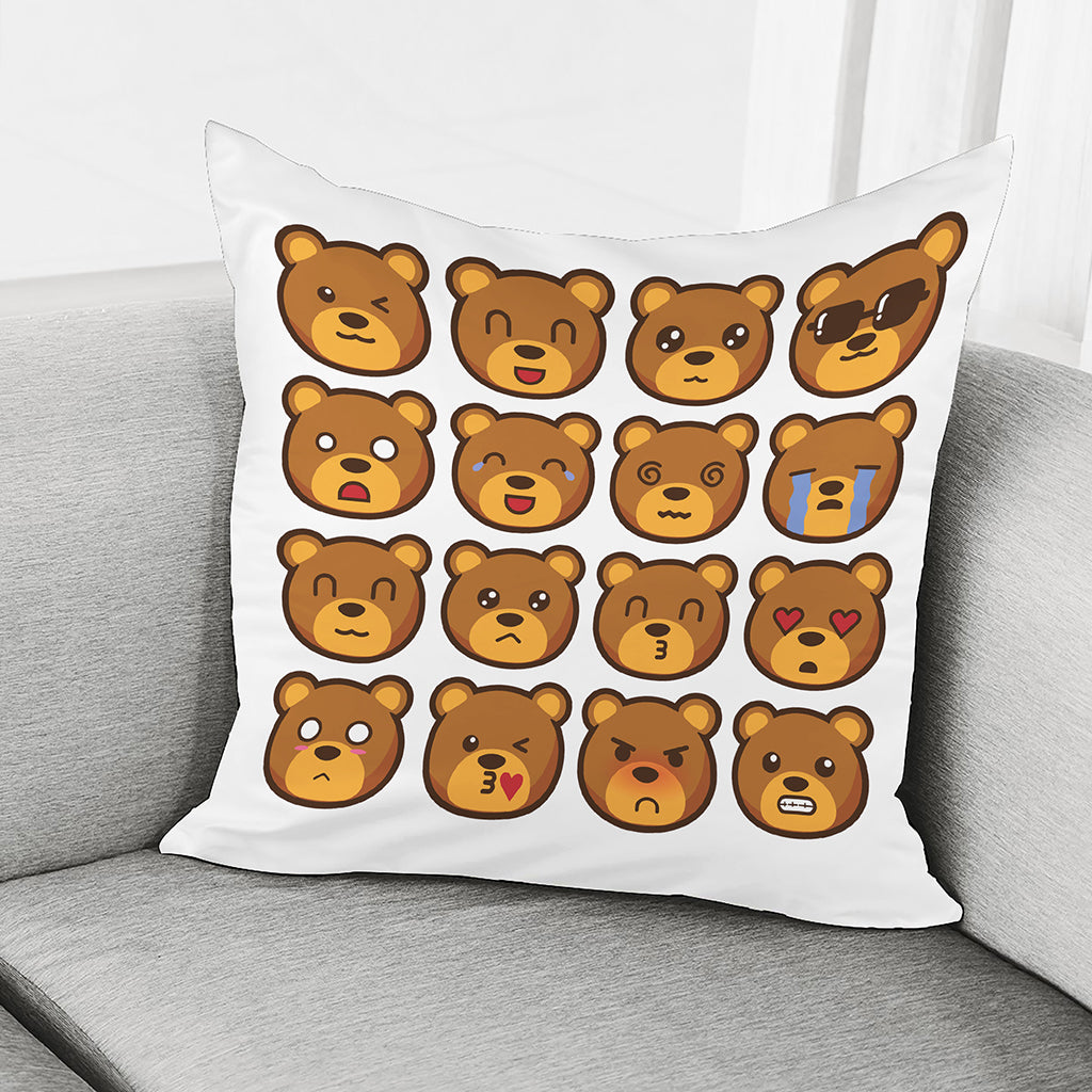 Teddy Bear Emoji Print Pillow Cover