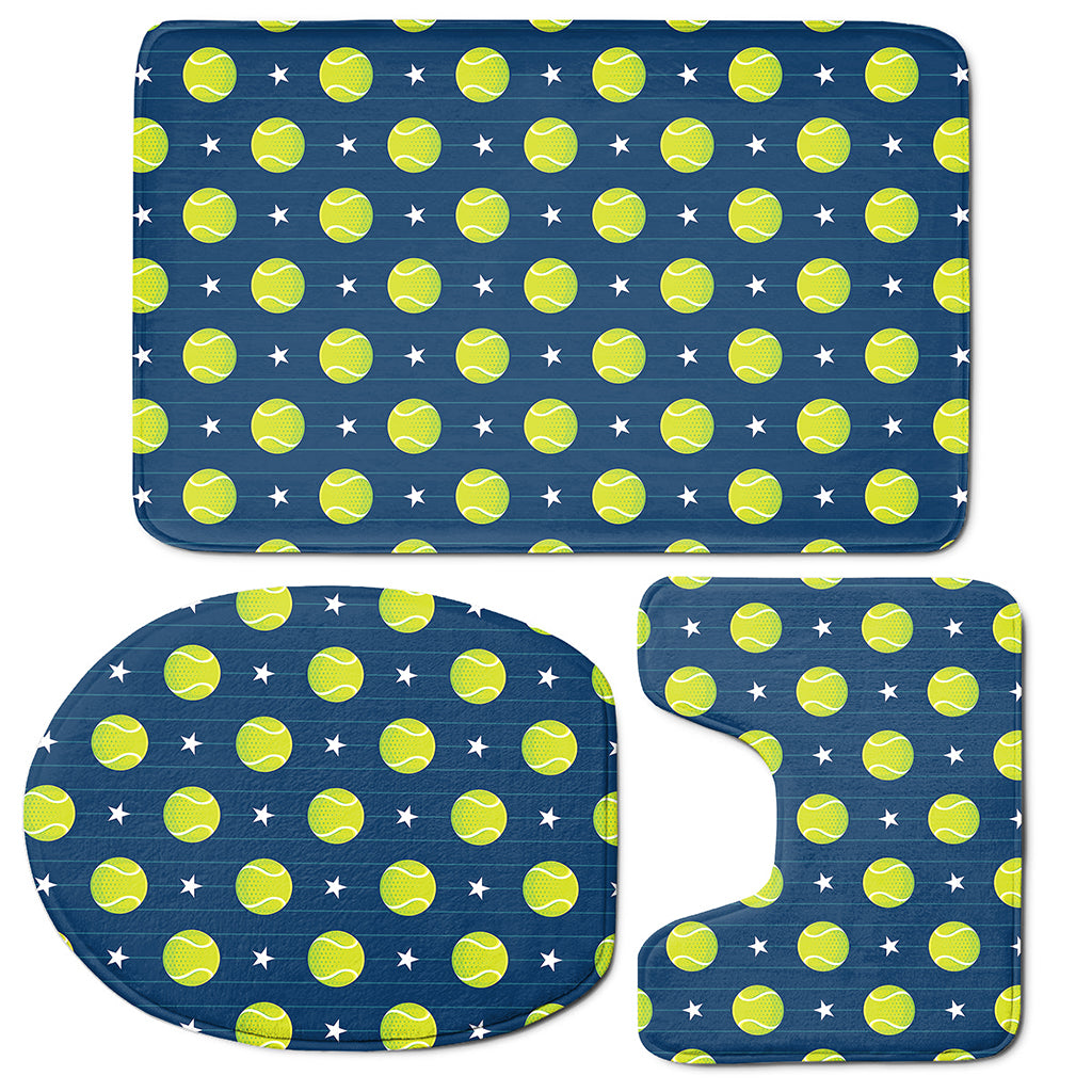 Tennis Sport Pattern Print 3 Piece Bath Mat Set
