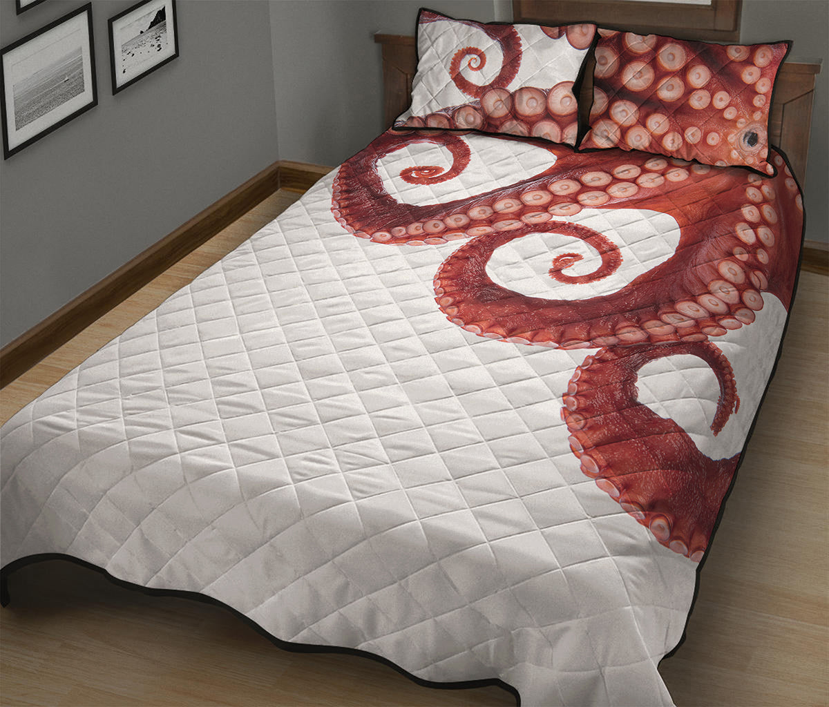 Tentacles Of Octopus Print Quilt Bed Set